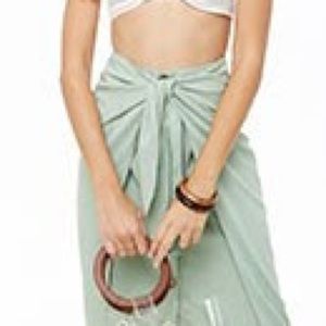 Woven Tie front midi skirt
